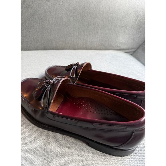 L L Bean Mens Kiltie Loafer Dress Shoes Burgundy Moc Toe Tasseled Slip On Sz 10 main image 4